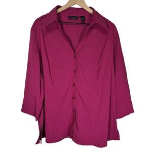 NWT Apostrophe Woman Button Down Shirt 3/4 Length Sleeve Size 18W